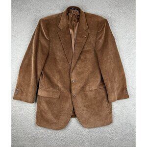 Alan Flusser Brown Corduroy Sport Coat Blazer 44L Paisley Liner Casual Meeting